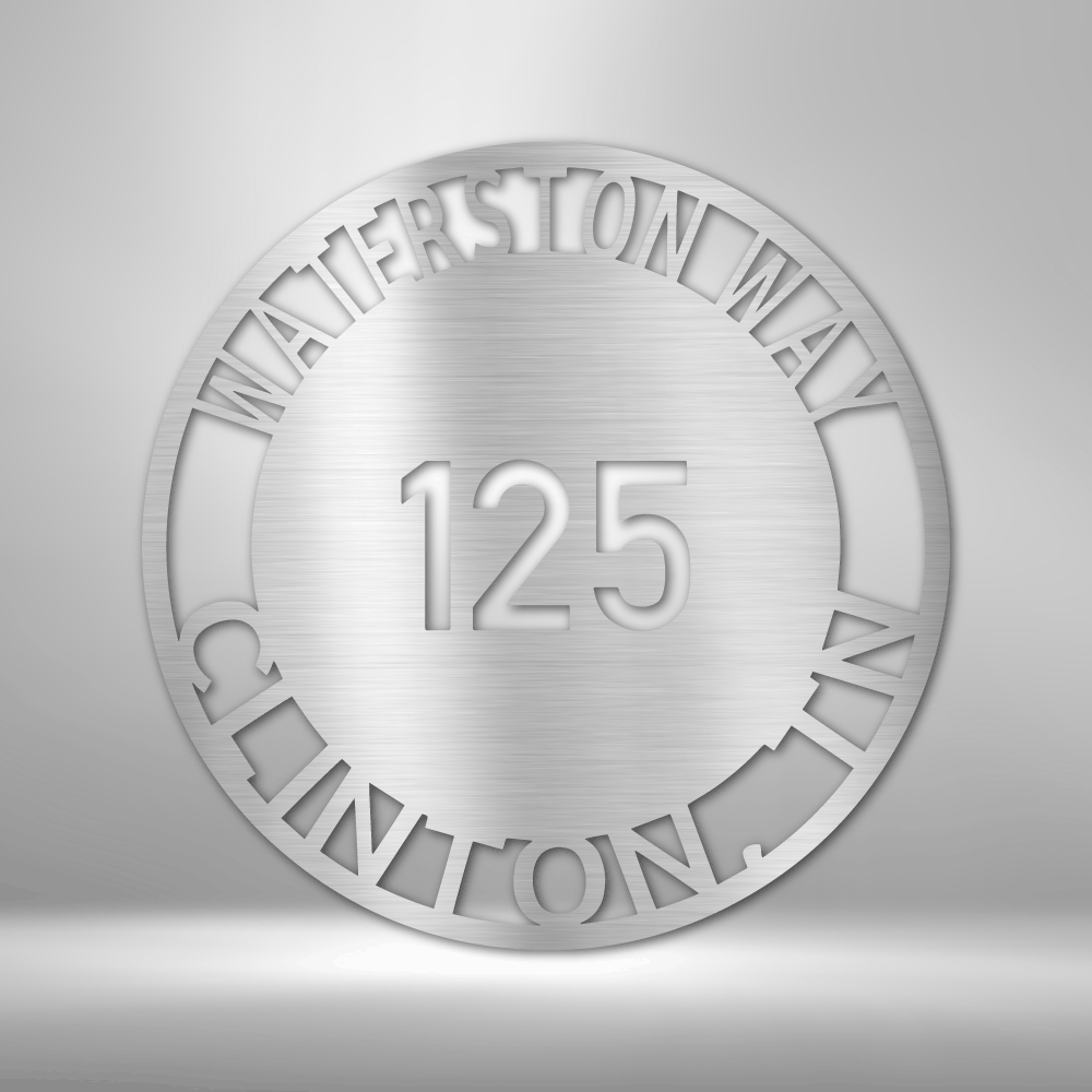 Bold Circle Address - Steel Sign - Throttle Society